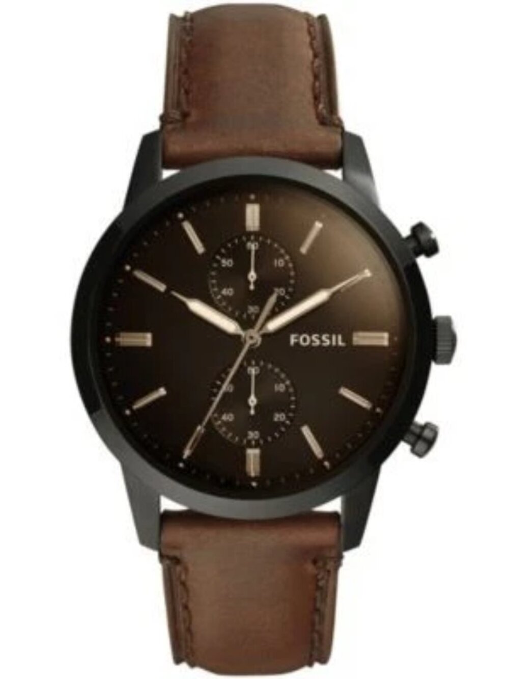 Fossil Townsman Men's Brown Leather Chronograph Watch 44mm